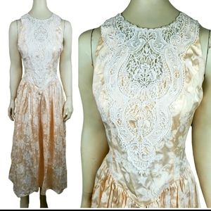 Vintage 80s Floral Satin Dress - Scott McClintock